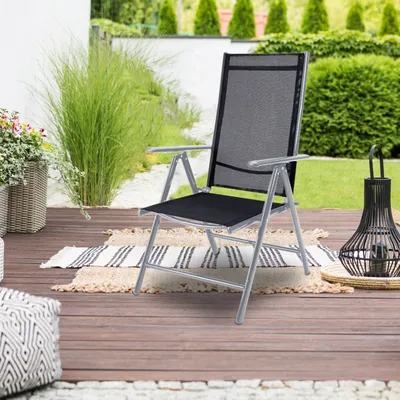 Produktbild von CASARIA® Gartenstuhl Set Klappbar Aluminium Wetterfest 8-fach Verstellbar 120kg Belastbar Outdoor Balkon Camping Hochlehner Klappstuhl Stuhl, Farbe:4er Set Silber
