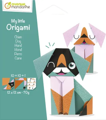 Produktbild von Clairefontaine Avenue mandarine OR509C - Packung My little Origami mit 20 Origami Blätter 12x12 cm, Hund