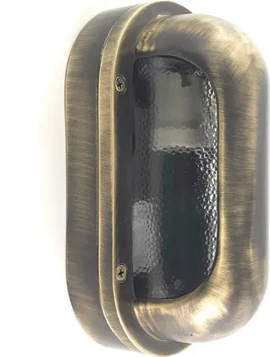 Produktbild von Kellerleuchte Messing Glas H: 23 cm IP64 in antik E27 Maritim Ovalleuchte