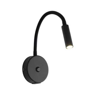 Obrázek produktu pro Nástěnné svítidlo kovové G9 s ohebným ramenem 45 cm vysoké s vypínačem černé barvy