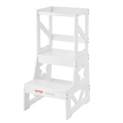 Zdjęcie produktu dla VEVOR taboret dziecięcy 68 kg udźwig 864 × 389 x 486 mm taboret z drewna sosnowego konstrukcja ramowa A taboret łazienkowy 2 stopnie wieża do nauki taboret dziecięcy taboret dziecięcy