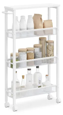 Produktbild von 4-stufiger Küchenwagen, Metall & MDF, mobile Aufbewahrung