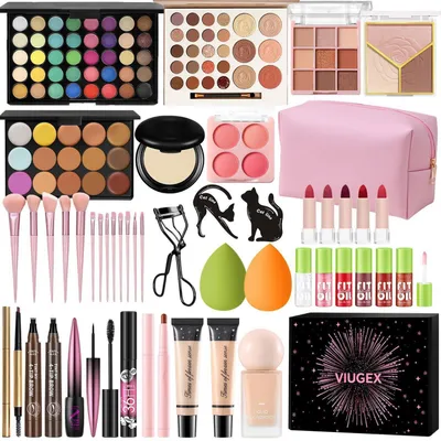 Produktbild von All in One Make Up Set für Frauen und Mädchen | Kosmetik Geschenkset mit Lidschatten, Foundation, Lippenstift & mehr