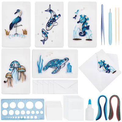 Quilling-Kit 20 Sets, 5 Meerestier-Motive, inkl. Anleitung