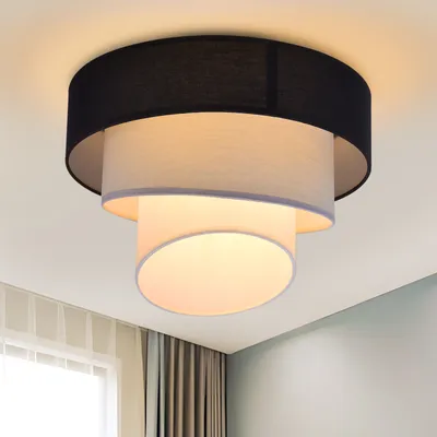 Obrázek produktu pro ZMH stropní světlo obývací pokoj stropní lampa látkové stínidlo 40 cm teplá bílá ložnice světlo E27 moderní černá (bez žárovky)