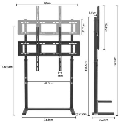 Zdjęcie produktu dla Stojak na telewizor - stojak podłogowy - stabilny montaż - do telewizorów o przekątnej 81–216 cm (32–85 cali) - standard VESA 800 x 500 - maksymalne obciążenie 40 kg - kolor czarny