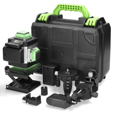 Produktbild von Kreuzlinienlaser profi 4D 16 Lines Laser Level Grünes 360º Rotary Automatische Kreuzlinienlaser mit 2X Batterie, IP54 Staub & Wasserschutz