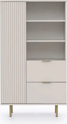 Produktbild von Design Möbel Nubia Regal Kleiderschrank 2 Schubladen Kleiderschrank Schlafzimmer Kleiderschrank Wohnzimmer Regal 150 x 80 x 41 cm Kaschmir