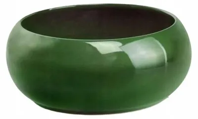 Produktbild von Dunkelgrüne Keramikschale 13 cm, glänzend, dekorative Pflanztopf-Übertöpfe ohne Loch