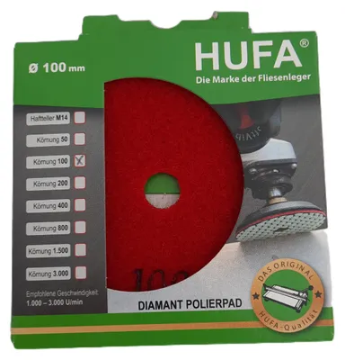 Produktbild von Hufa Fliesen Naturstein Diamant Klett Polierpad Ø 100mm Korn 100