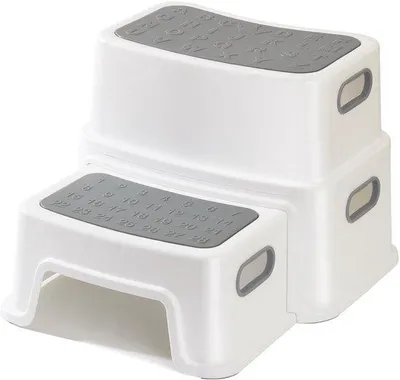 Produktbild von Ibenzoa® 2‑stufiger Kinder‑Tritthocker – stabiler Bad‑Schemel aus BPA‑freiem PP, rutschfeste Oberfläche & Gummifüße, 38×33×25 cm, 1,1 kg, bis 90 kg
