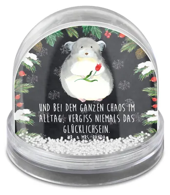 Produktbild von Mr. & Mrs. Panda Weihnachts Schneekugel Chinchilla Blume - Kreidetafel - Geschenk, Kummer, Lustige Sprüche, Glücklichsein, Weihnachten, Chinchillas, Chaos, wasserkugel