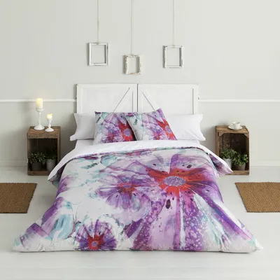 Image de Housse de couette Hosteline BATIK Violet Double size 3 pièces