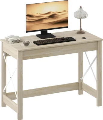 Obrázek produktu pro Psací stůl – počítačový stůl – obdélníkový – 100 cm – dřevo – moderní a minimalistický – snadná montáž – do kanceláře a pracovny – hnědý