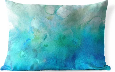 Produktbild von MuchoWow® Outdoor Kissen - Aquarell - Blau - Grün - Farbton - 50x30 cm - Wetterfest - Lounge Kissen - Sofa kissen - Wohnzimmer Dekoration