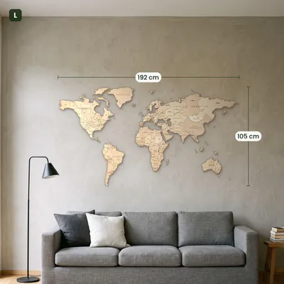 Imagen del producto de Decoración de pared con mapas del mundo de madera, en varios colores