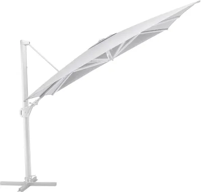 Produktbild von Kettler Easy Swing Ampelschirm 300x300 cm, UPF50+, inkl. Abdeckhaube+ Schirmständer, weiß matt/ hellgrau meliert, Aluminium/Polyester mit Polyurethan-Beschichtung