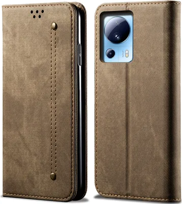 Obrázek produktu pro Pouzdro Xiaomi 13 Lite, kožené flipové pouzdro typu kniha s funkcí stojánku pro Xiaomi 13 Lite Khaki