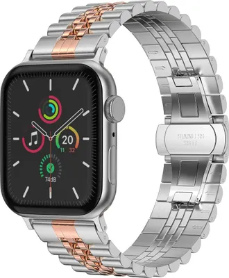 Productafbeelding van Selencia Jubilee stalen bandje voor de Apple Watch | 38/40/41/42 mm - Zilver & Rosé Goud