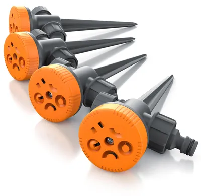 Produktbild von Brandson Versenkregner, Sprühregner, 5-Fach Rasensprenger, Rasensprinkler, Flächenregner, Garten Sprinkler, 4er Set, 5-fach Flächenregner mit Wählscheibe