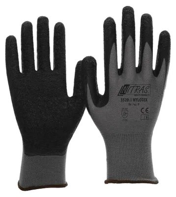 Produktbild von 12x Nitras Nylotex, Nylonhandschuhe mit Latex-Beschichtung Größe | Packung (12 Paare)