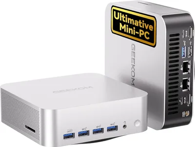 Two white mini-PCs are shown against a white background. One is in the foreground, and the other is behind and to the right.
