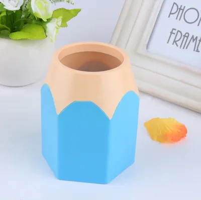 Produktbild von kreativer Make -up -Pinselhalter Stift Vase Bleistift Pot Tidy Stationery Desk Container-Blau