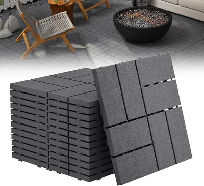 Produktbild von Klickfliesen 30x30cm für Terrassen und Balkone, 5m², anthrazit, 55 Stück