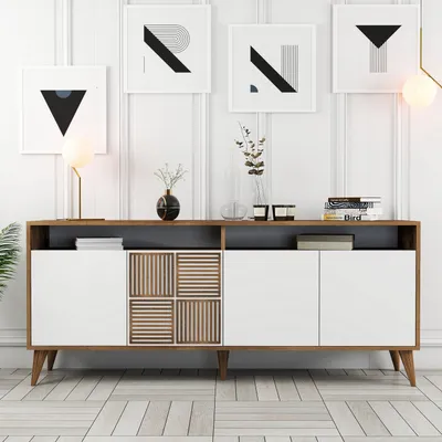 Obrázek produktu pro Skye Decor, Milan - ořech, bílá, skříně do obývacího pokoje, ořech, 180 x 78 x 35 cm