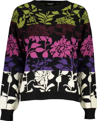 Produktbild von Damenpullover Schwarz - Langarm, Rundhals, Kontrastdetails, Elegant