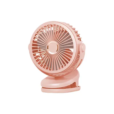 Imagen del producto de Ventilador USB portátil con clip, de funcionamiento silencioso, potente flujo de aire y cabezal giratorio, color rosa