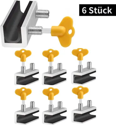 Produktbild von 6er-Pack, Aluminium-Sicherheitsfensterschlösser, kein Bohren erforderlich, Absturzsicherung, Fenster- und Schiebetürsicherheit,