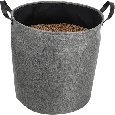 Image de Sac à granulés en tissu 60 L - capacité 30 kg ø 44 x 45 cm - Tissu gris noir