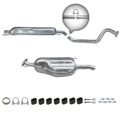 Produktbild von Anbausatz + Schalldämpferset für OPEL ZAFIRA A 1.6i 1.8i 2.2i Auspuff