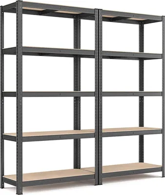 Zdjęcie produktu dla Zestaw 2 półek do piwnicy Rootz – regał do przechowywania – stalowy organizer – oszczędność miejsca – 180 cm x 40 cm x 90 cm