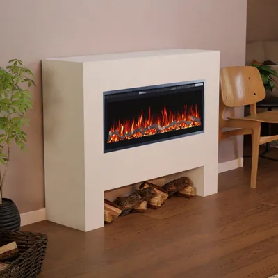 Produktbild von Glow Fire Elektrokamin 'Hermes' | LED Standkamin in weiß mit Heizung (1500 W) | HxBxT: 96 x 121 x 38 cm