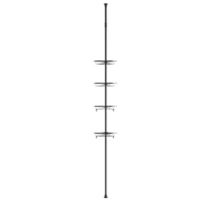 Produktbild von Teleskop-Badregal Duschregale 4 Körbe aus Edelstahl Höhenverstellbar 105-300 cm Schwarz