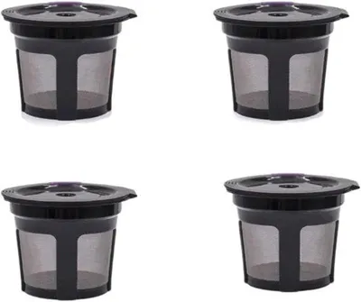 Image de Lot de 4 cafetières extensibles, filtres à café rechargeables et tasses-entonnoirs en acier inoxydable anti-gouttes pour une tasse de café