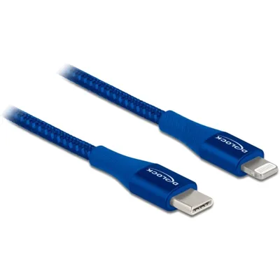 Produktbild von DeLOCK Daten- und Ladekabel USB Type-C zu Lightning für iPhone, iPad und iPod blau 1 m MFi, 1 m, Lightning, USB A, Männlich, Männlich, Blau