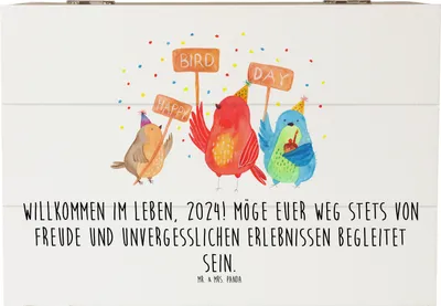 Produktbild von Mr. & Mrs. Panda holzkästchen 2024 Geburtstag 22 x 15 cm - Weiß - Geschenk, Schatulle, Geburtstagsfeier, Schatzkiste, Box, Geschenkbox, inspirierender Spruch, Holzkiste