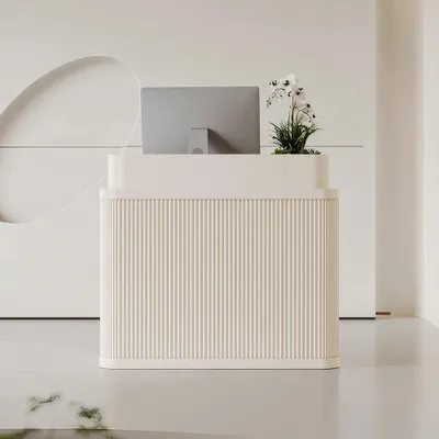 Produktbild von Kleine Bartheke & Empfangstresen – Rezeptionstheke mit vertikaler Streifenstruktur 100 × 55 × 105 cm【mise100】
