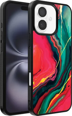 Produktbild von Smartphonica Telefon Fall geeignet für iPhone 16 Plus mit roten grünen Marmor Print - TPU Backcover Fall rot grün Marmor Design