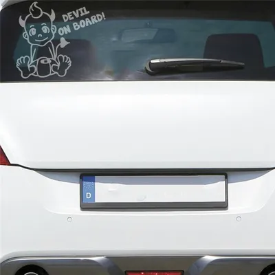 Produktbild von Auto Aufkleber Devil AN Bord Board Teufelchen Junge 17x14 cm Milchglas Sticker Heckscheibenaufkleber