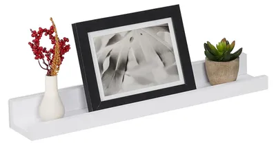Image de TRANKIELO® - Étagère murale étroite, 48 cm de large - Parfaite pour les cadres photo, les livres et les objets de décoration - Fabriquée en MDF, de couleur blanche