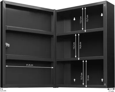 Produktbild von XXL Medizinschrank abschließbar Stahl anthrazit Arzneischrank Leuchtturm Sylt Medikamentenschrank 35x46x15cm, Beklebung komplett [BSA1 12680]