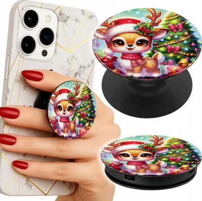Immagine prodotto di Supporto per telefono Popsocket per dita/supporto per renna di Natale