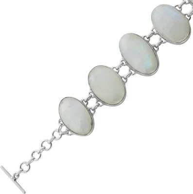 Produktbild von Mondstein Armband Silber 925 Regenbogen Edelsteine 85ct 19