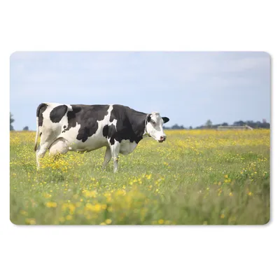 Produktbild von MuchoWow® Schreibtischunterlage Kuh - Gras - Blumen 60x40 cm - XXL Mauspad - Großes Mauspad