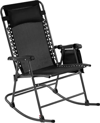 Imagen del producto de Silla mecedora para jardín con reposacabezas, capacidad máxima de 120 kg, color