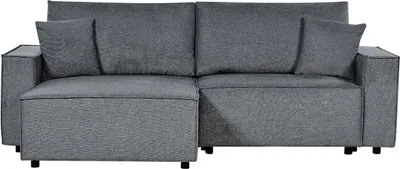 Produktbild von BELIANI Ecksofa Dunkelgrau Stoffbezug L-förmig 3-Sitzer Schlafsofa Rechtsseitig mit Stauraum Chaiselongue Modern Wohnzimmer Ausstattung Wohnecke Sitzecke